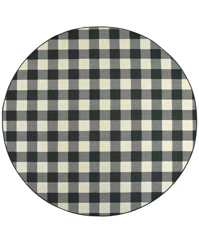 Oriental Weavers Marina 1932k Black/ivory 7'10" Indoor/outdoor Round Area Rug In Multi