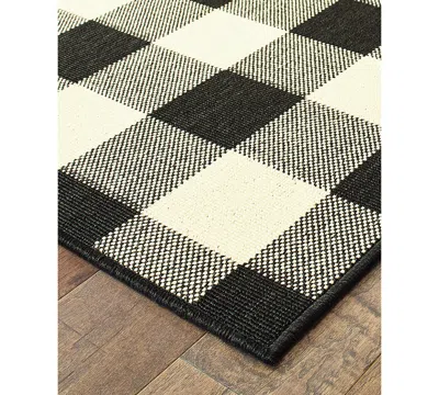 Oriental Weavers Marina 1932k Black/ivory 7'10" Indoor/outdoor Round Area Rug In Multi