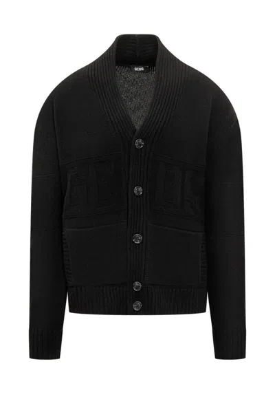 Gcds Cardigan Logo Buttoned Cardigan In Black