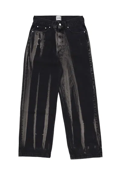 Arte Jeans Man Washed Jeans Pants Black Denim In Black