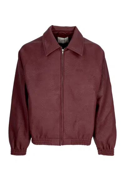 Arte Men's Basic Leather Jacket Bordeaux In Burgundy