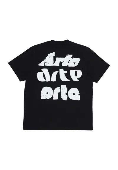 Arte Men's T-shirt Multi Logo Print Tee Black In Black