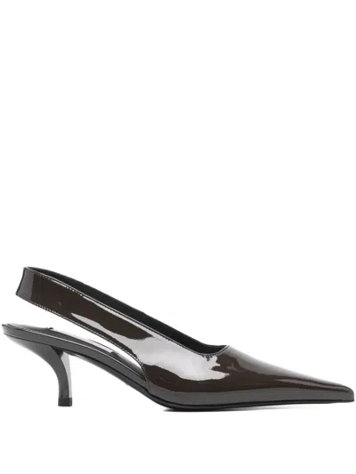 Totême Patent Leather Slingback Pumps In Brown