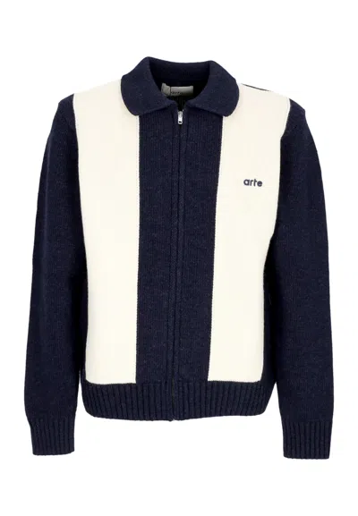 Arte Cardigan Man Logo Cardigan Blue/white In Multi