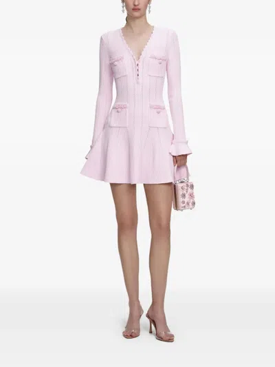 Self-portrait Pink Viscose Blend Mini Dress In Pink