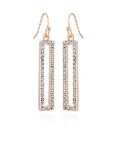 T Tahari Pave Rectangle Linear Earrings In Pink