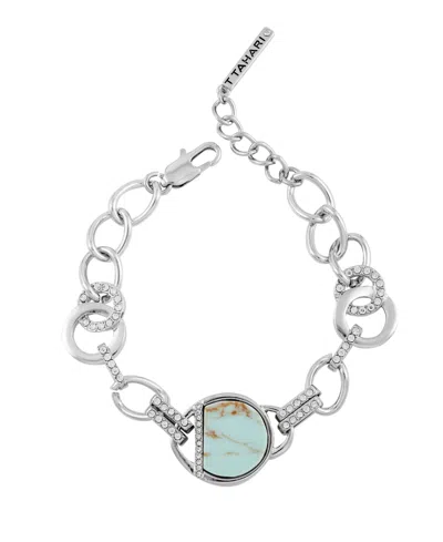 T Tahari Crystal Stone Link Bracelet In Silver