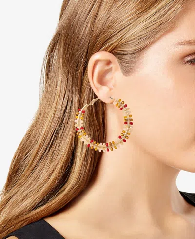 T Tahari Fall Awakenings Hoop Earrings With Stones In Gold
