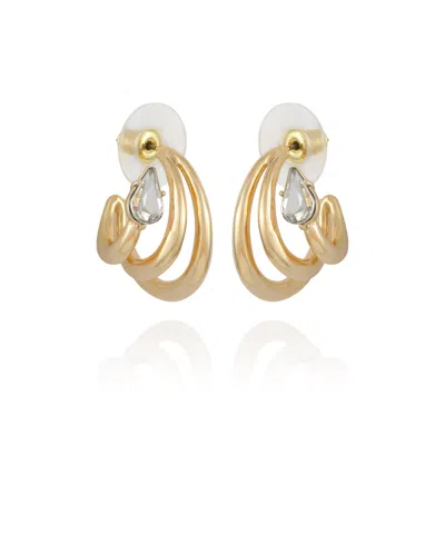 Vince Camuto Gold-tone And Crystal Small Hoop Earring With Stones In Gold