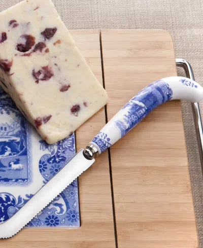 Spode Blue Italian Cheese Knife & Set Of 6 Spreaders In Multi