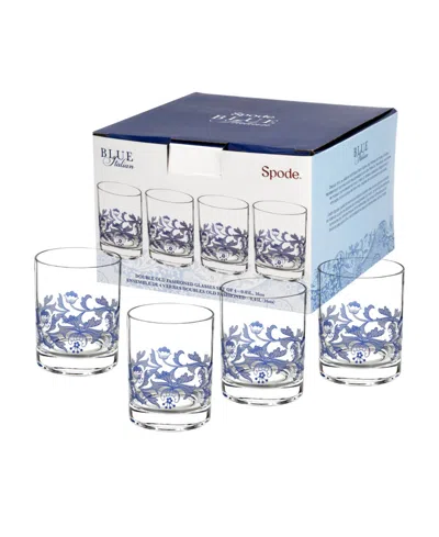 Spode Blue Italian Double Old Fashioned Glasses, Set Of 4 In Multi