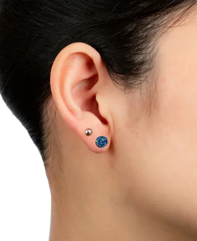Giani Bernini 2-pc. Set Druzy & Polished Stud Earrings In Sterling Silver, Created For Macy's In Blue