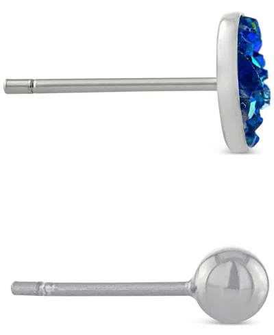 Giani Bernini 2-pc. Set Druzy & Polished Stud Earrings In Sterling Silver, Created For Macy's In Blue