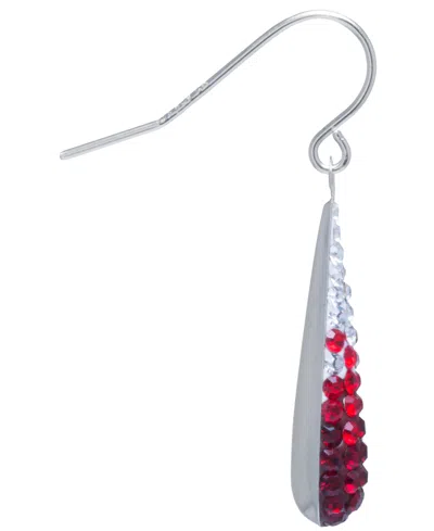 Macy's Crystal Pave Tear-shape Drop Earrings In Sterling Silver In Red