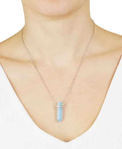 Macy's Stone Quartz Pointed Hexagon Pendant Necklace 14k Gold Plated Or Silver Plated