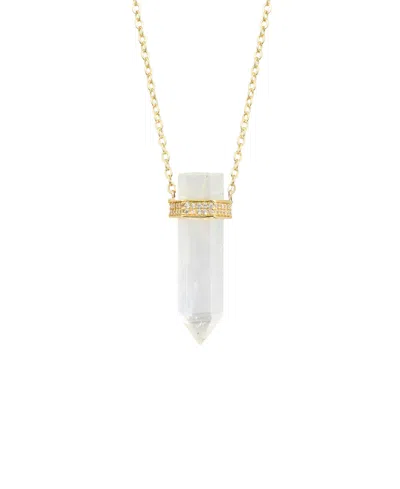 Macy's Stone Quartz Pointed Hexagon Pendant Necklace 14k Gold Plated Or Silver Plated