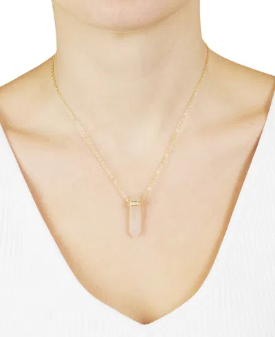 Macy's Stone Quartz Pointed Hexagon Pendant Necklace 14k Gold Plated Or Silver Plated