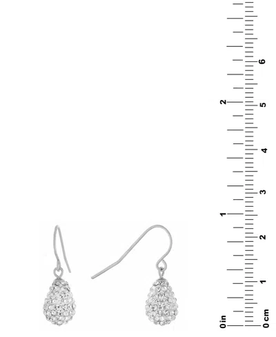 Macy's Crystal Pave Tear-shape Drop Earrings In Sterling Silver, Exclusively At  In Silver