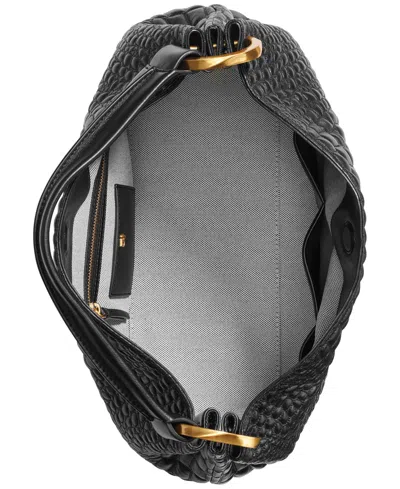 Donna Karan Glenwood Quilted Croc Shoulder With Tassel Detail In Black