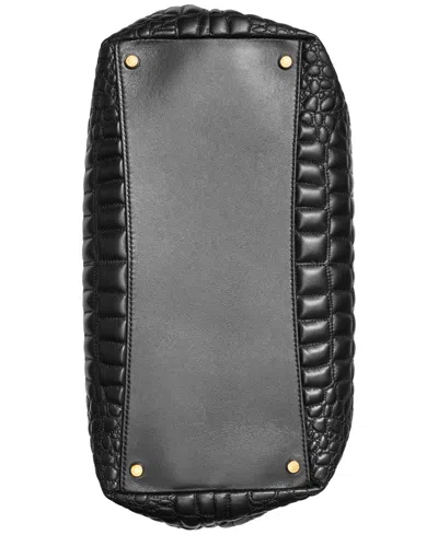 Donna Karan Glenwood Quilted Croc Shoulder With Tassel Detail In Black