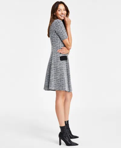 Dkny Sleeveless Color Blocked Mini Dressshort Sleeve A-line Dress With Zipper Flap Pocket Detail In Gray