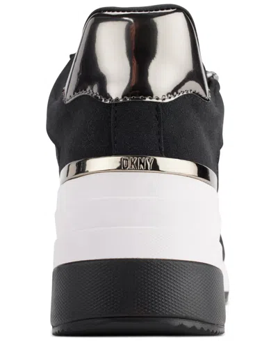Dkny Kaden Lace-up Zip Wedge Sneakers In Black