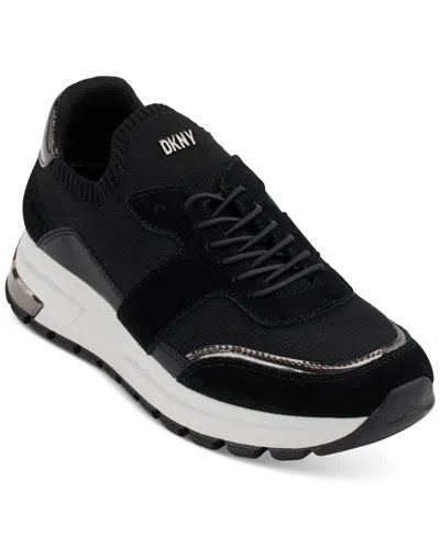 Dkny Women's Maida Lace-up Low-top Running Sneakers In Black