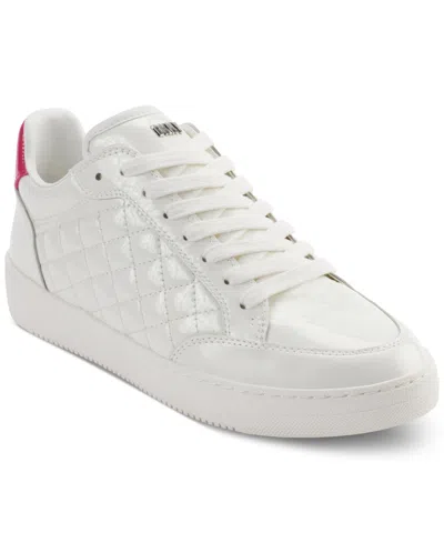 Dkny Women's Oriel Quilted Lace-up Low-top Sneakers In White