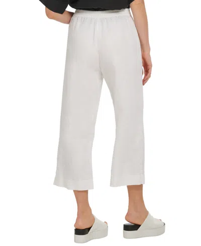 Dkny Pull-on Wide-leg Pants In White