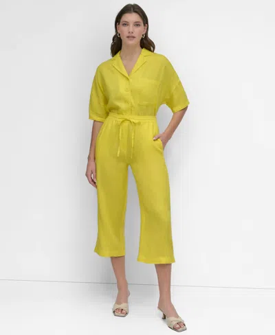 Dkny Pull-on Wide-leg Pants In White