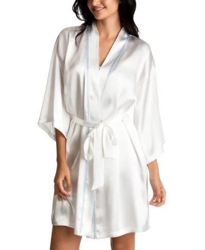 Linea Donatella Bride Satin Wrap Robe, Cami & Tap Shorts Set In Gray