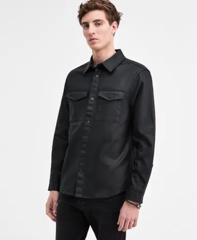 Guess Men's Theo Snap-front Shirt Jacket In Black
