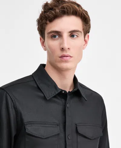 Guess Men's Theo Snap-front Shirt Jacket In Black