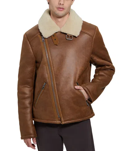 Guess Men's Toni Asymmetrical Faux Leather Jacket In Brown