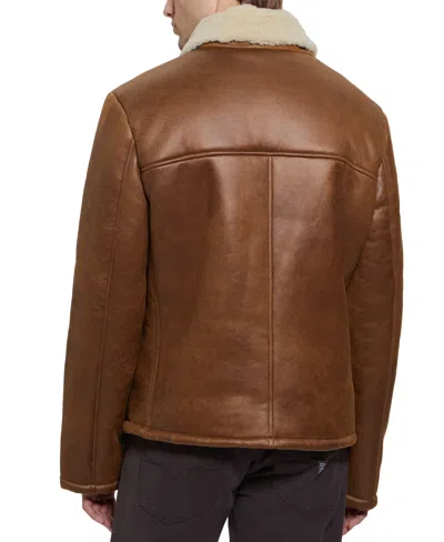Guess Men's Toni Asymmetrical Faux Leather Jacket In Brown