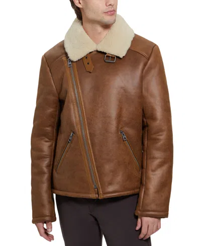 Guess Men's Toni Asymmetrical Faux Leather Jacket In Brown