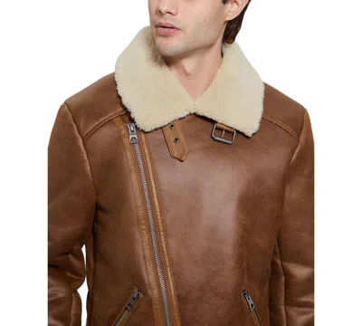 Guess Men's Toni Asymmetrical Faux Leather Jacket In Brown