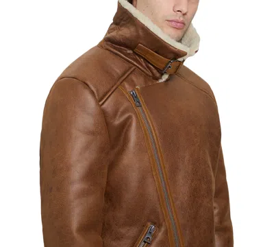 Guess Men's Toni Asymmetrical Faux Leather Jacket In Brown