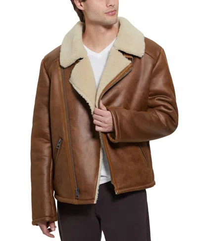 Guess Men's Toni Asymmetrical Faux Leather Jacket In Brown