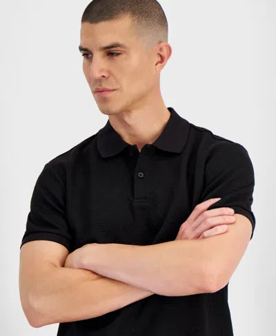 Guess Men's Peony Relaxed Fit Short Sleeve Quatro G Polo Sweater In Black