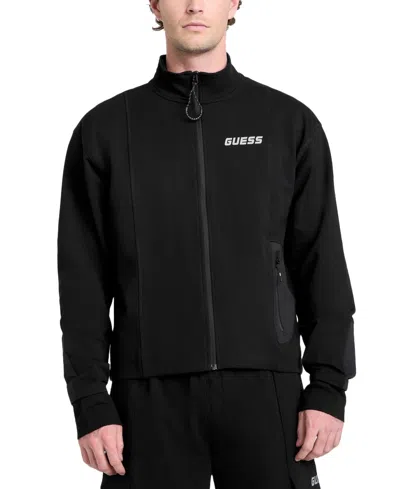 Guess Men's Full-zip Logo Sweatshirt In Black