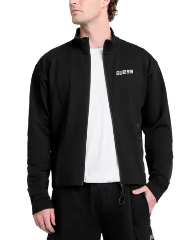 Guess Men's Full-zip Logo Sweatshirt In Black