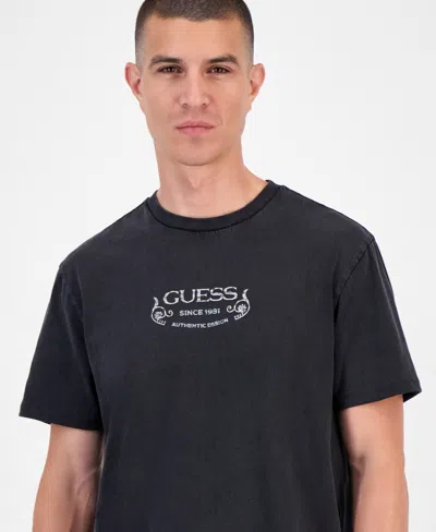 Guess World Famous Short Sleeve Crewneck Logo Graphic T-shirt In Black
