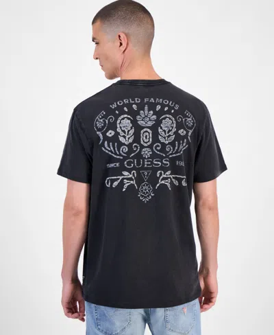 Guess World Famous Short Sleeve Crewneck Logo Graphic T-shirt In Black