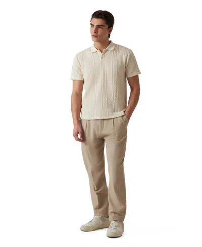 Guess Men's Olin Short Sleeve Textured Knit Polo Sweater In Neutral