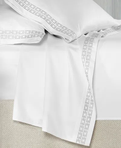 Hotel Collection Chain Links Embroidered 100% Pima Cotton Pillowcase, Standard, Exclusively At Macy's In Silver