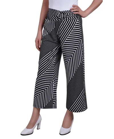 Ny Collection Women's Cropped Pull On With Faux Belt Pants In Multi