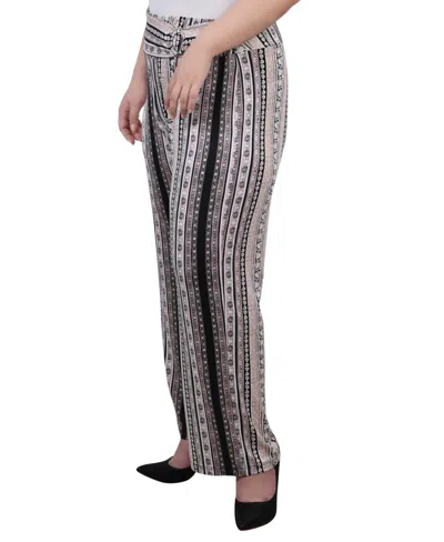 Ny Collection Plus Size Cropped Pull On Pants With Faux Belt In Black