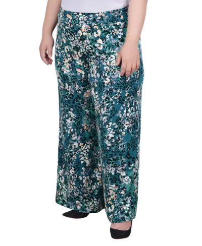 Ny Collection Plus Size Wide Leg Pull On Pants In Multi