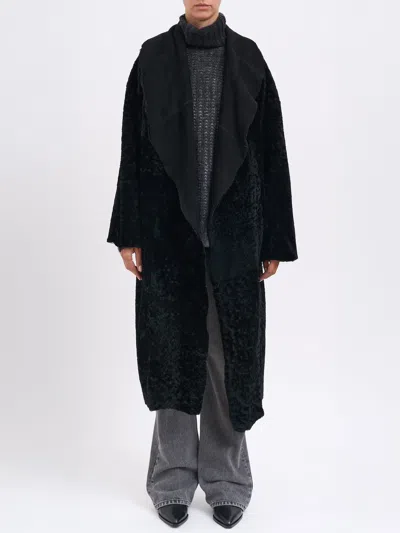 Giorgio Brato Oversized Sheepskin Coat In Black